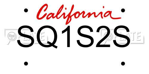 SQ1S2S California License Plate