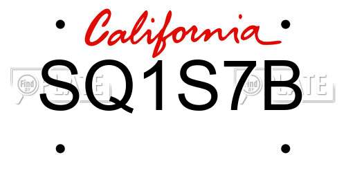 SQ1S7B California License Plate
