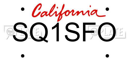 SQ1SFO California License Plate
