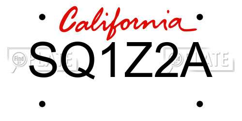 SQ1Z2A California License Plate