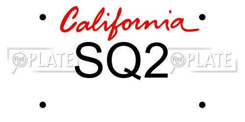 SQ2 California License Plate