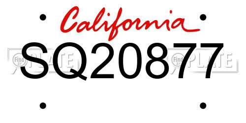 SQ20877 California License Plate