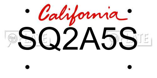 SQ2A5S California License Plate