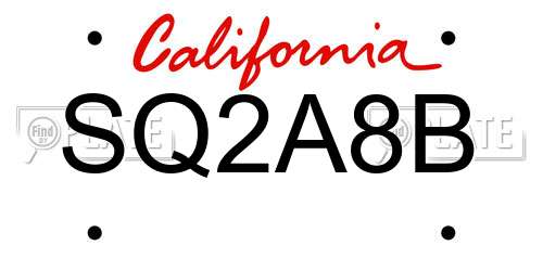 SQ2A8B California License Plate