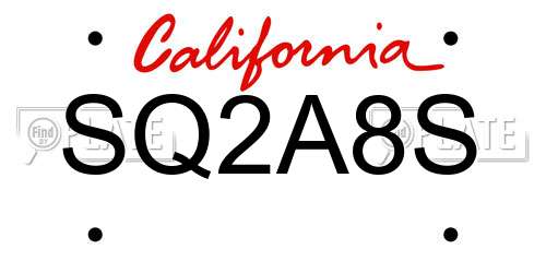 SQ2A8S California License Plate