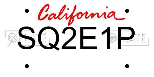 SQ2E1P California License Plate