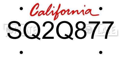 SQ2Q877 California License Plate
