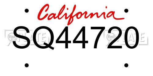 SQ44720 California License Plate