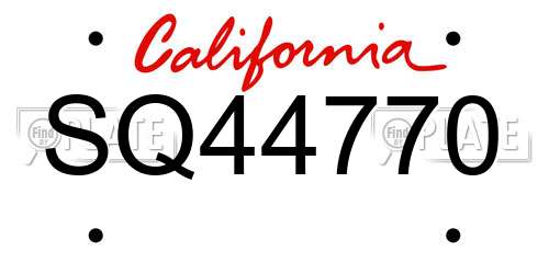 SQ44770 California License Plate
