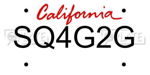 SQ4G2G California License Plate