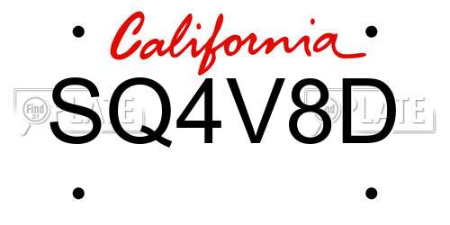 SQ4V8D California License Plate