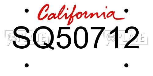 SQ50712 California License Plate