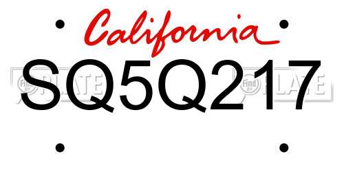 SQ5Q217 California License Plate