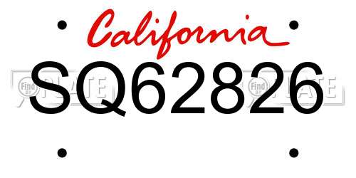 SQ62826 California License Plate