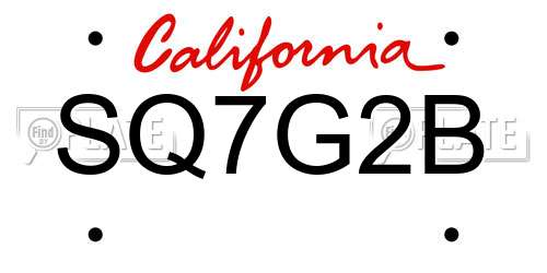 SQ7G2B California License Plate