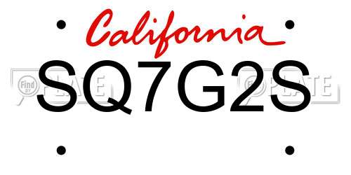 SQ7G2S California License Plate
