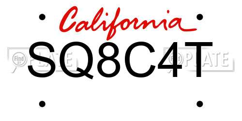 SQ8C4T California License Plate