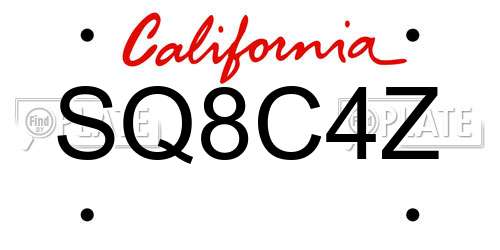 SQ8C4Z California License Plate