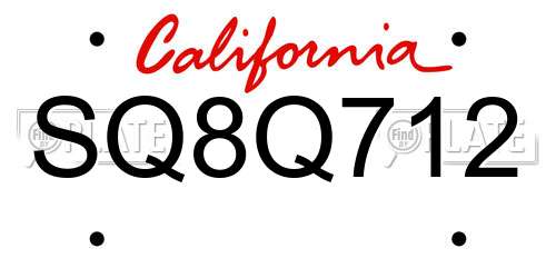 SQ8Q712 California License Plate