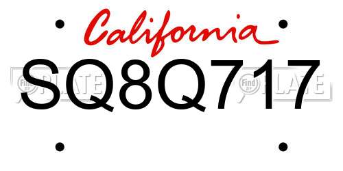 SQ8Q717 California License Plate
