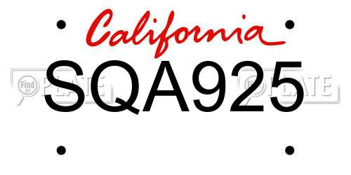 SQA925 California License Plate