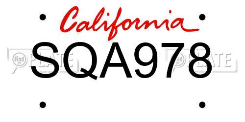 SQA978 California License Plate
