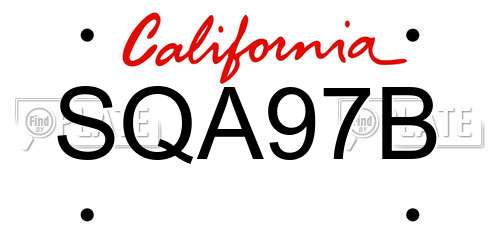 SQA97B California License Plate