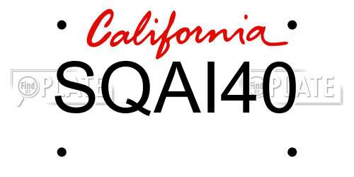 SQAI40 California License Plate