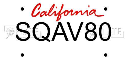 SQAV80 California License Plate