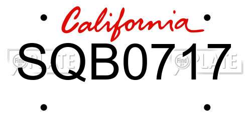 SQB0717 California License Plate