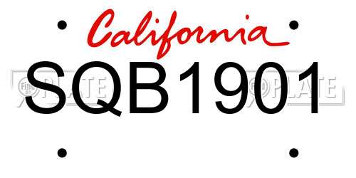 SQB1901 California License Plate