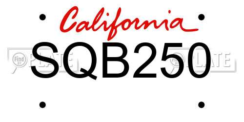 SQB250 California License Plate