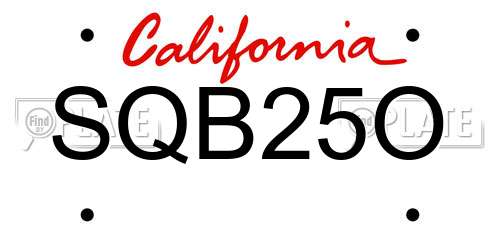 SQB25O California License Plate