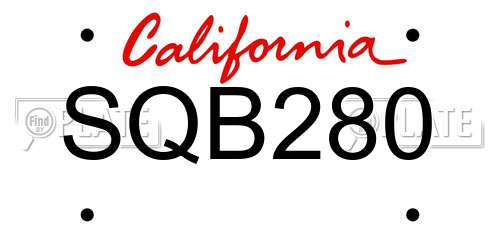 SQB280 California License Plate