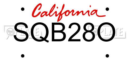 SQB28O California License Plate