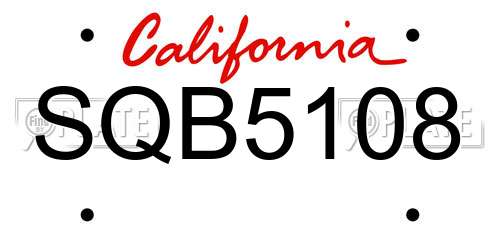 SQB5108 California License Plate