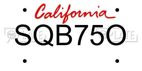 SQB75O California License Plate