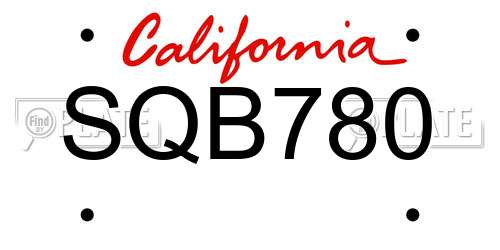 SQB780 California License Plate