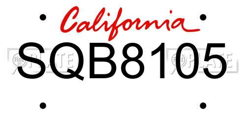 SQB8105 California License Plate