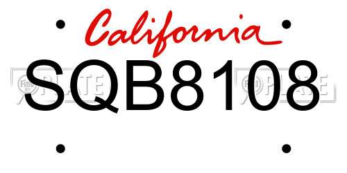 SQB8108 California License Plate