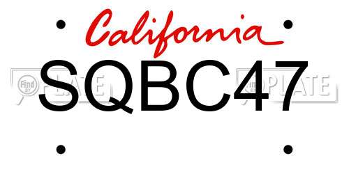 SQBC47 California License Plate