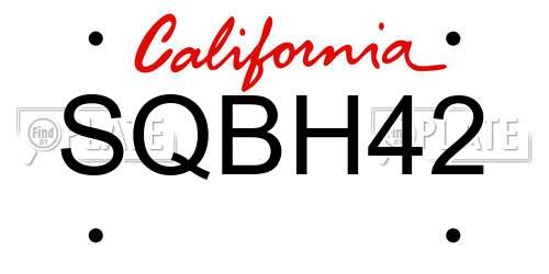 SQBH42 California License Plate