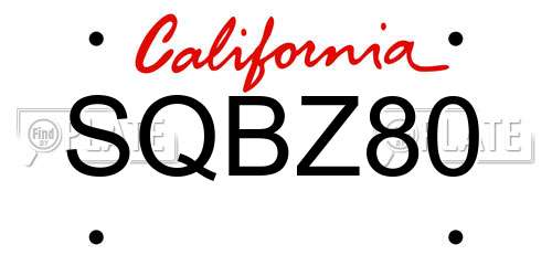 SQBZ80 California License Plate