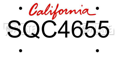 SQC4655 California License Plate