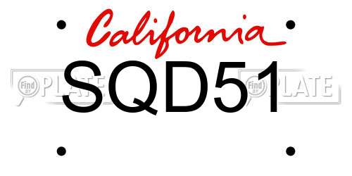 SQD51 California License Plate