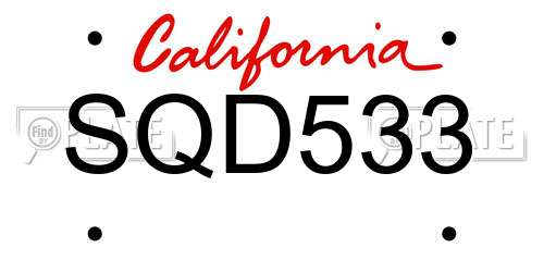 SQD533 California License Plate