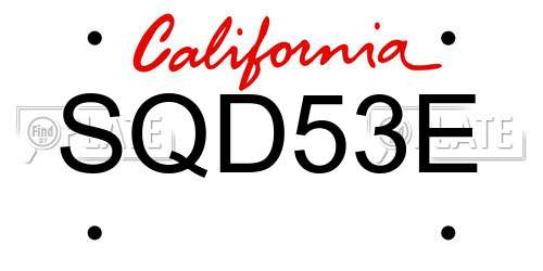 SQD53E California License Plate