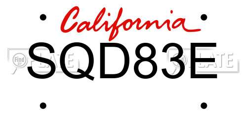 SQD83E California License Plate