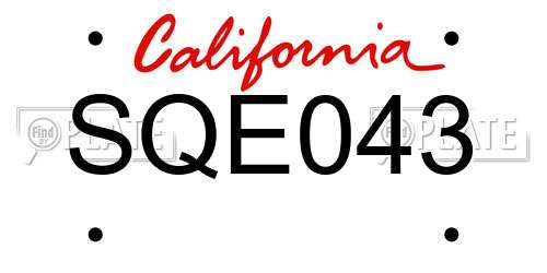 SQE043 California License Plate