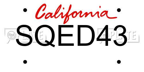 SQED43 California License Plate